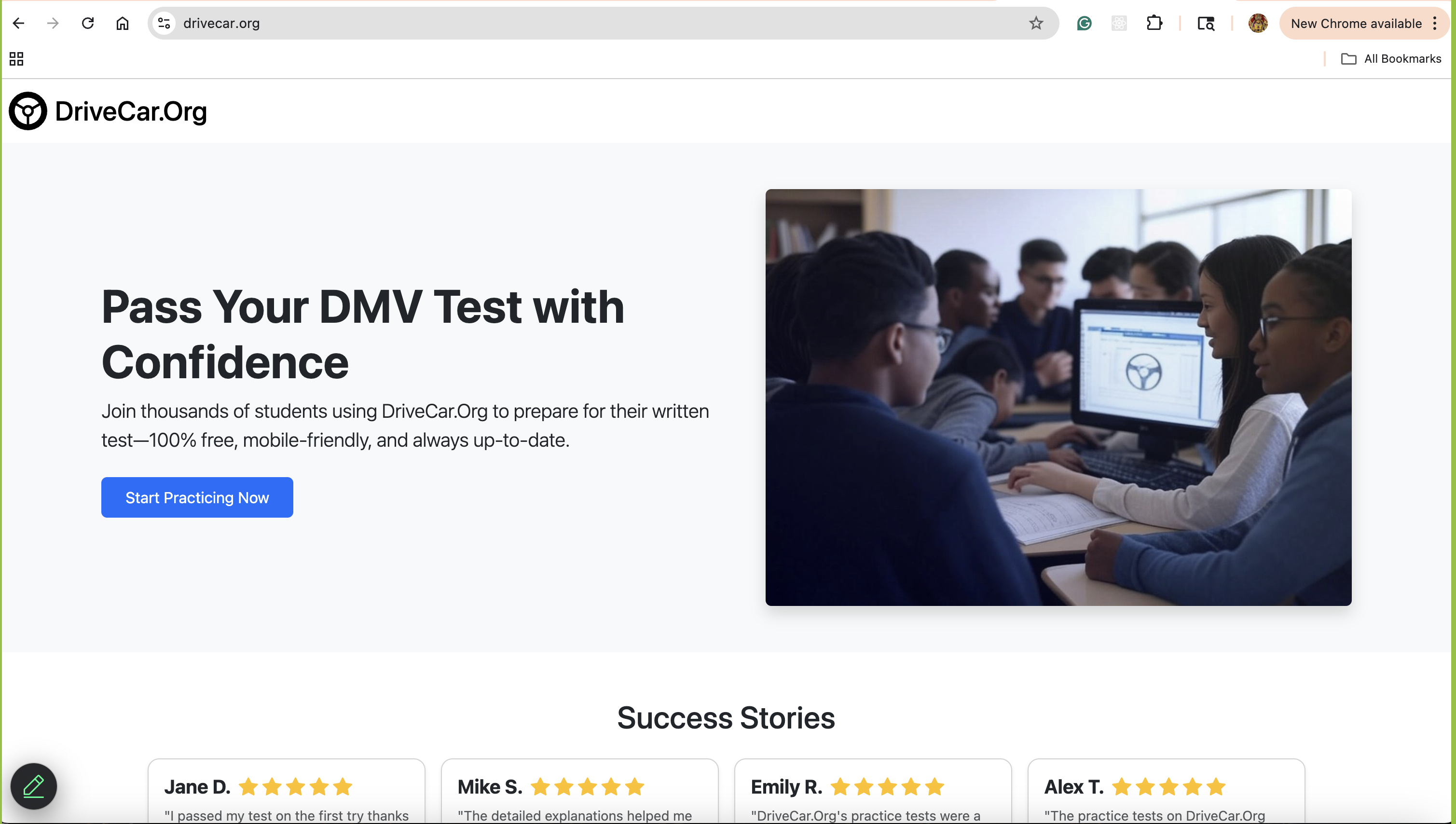 DriveCar.org hero screenshot