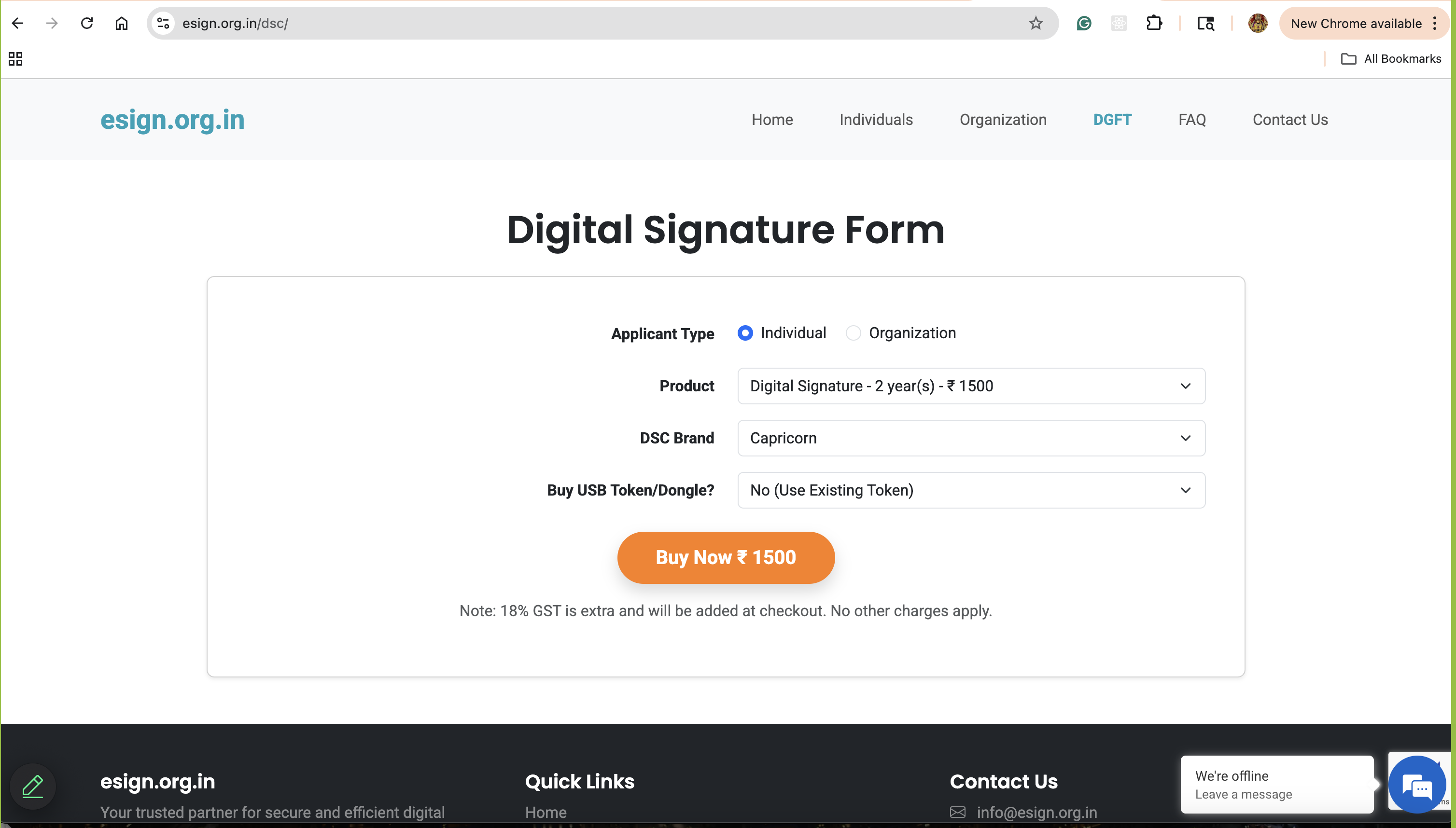 eSign Buy Now form